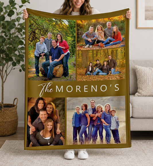 Personalized 5 Photo Woven Collage Blanket | Custom Fleece Throw | Back to School Gift | Wedding or Anniversary Blanket | Memory Keepsake