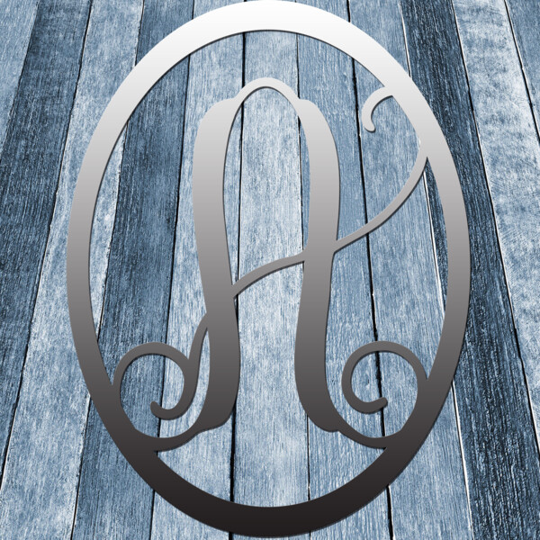 Round A Bout Metal Single Letter Monogram In Circle Wall