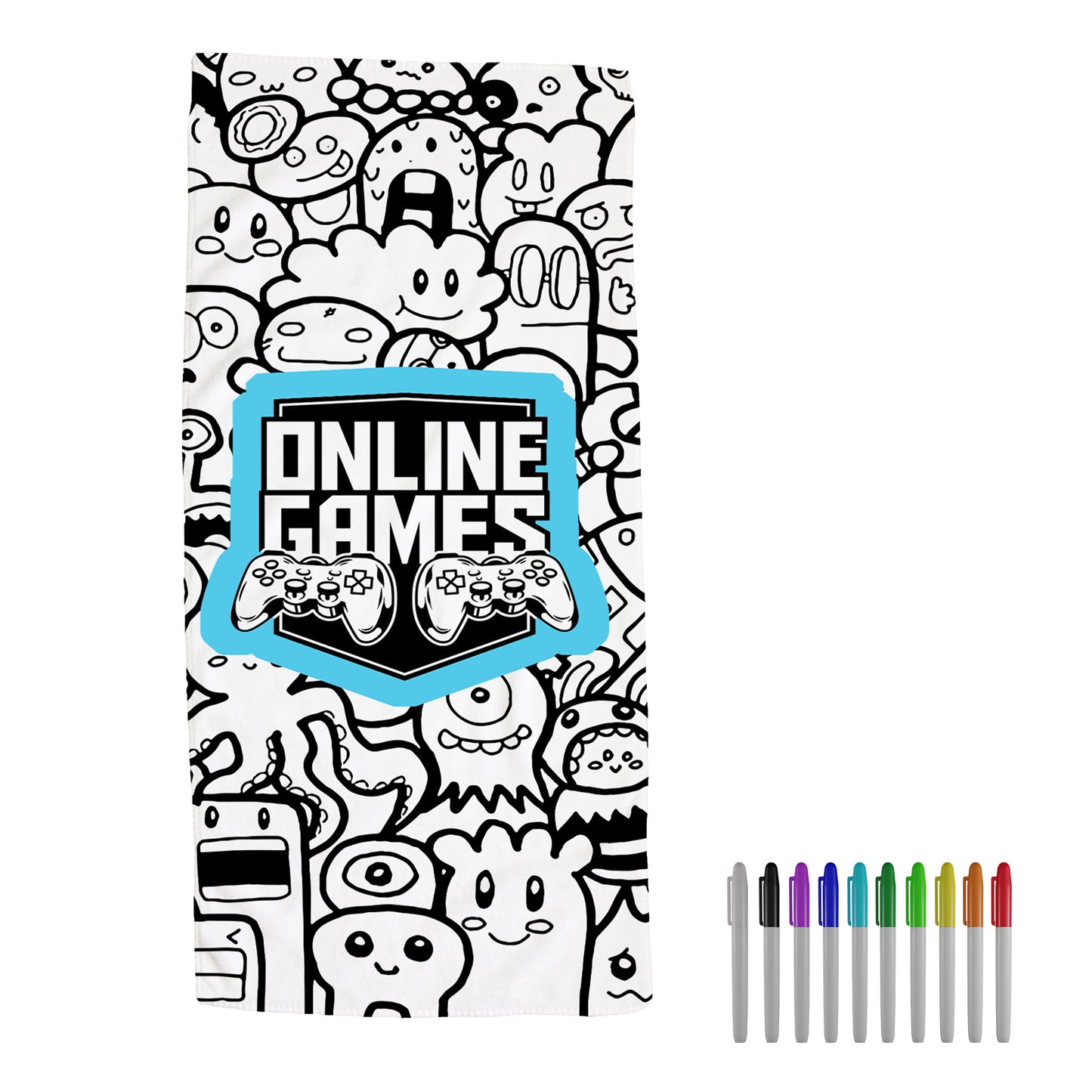 Custom Doodle Towel with Gaming Design