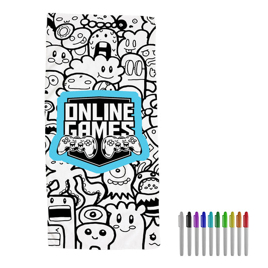 Custom Doodle Towel with Gaming Design