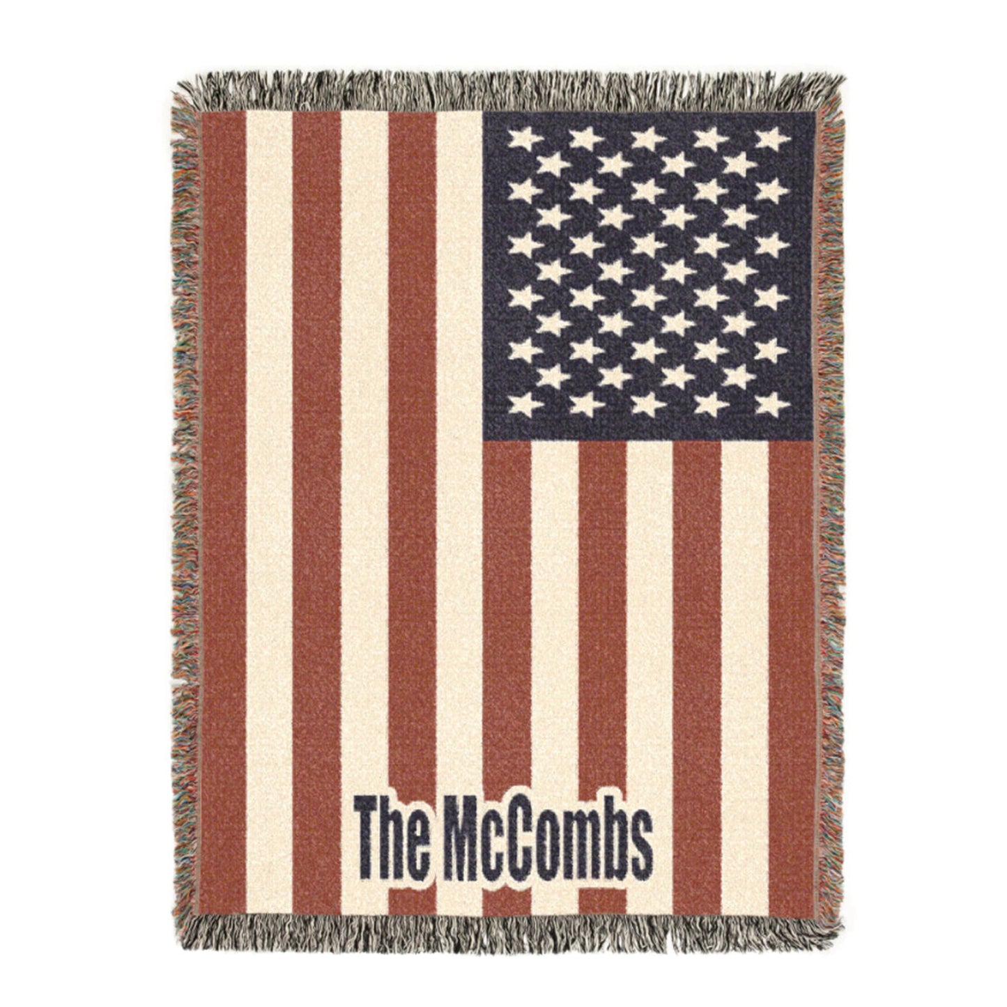 Optioanl Personalized American Flag Woven Blanket | Patriotic American Throw | Labor Day  | Memorial Day | Veteran's Day | Americana Decor