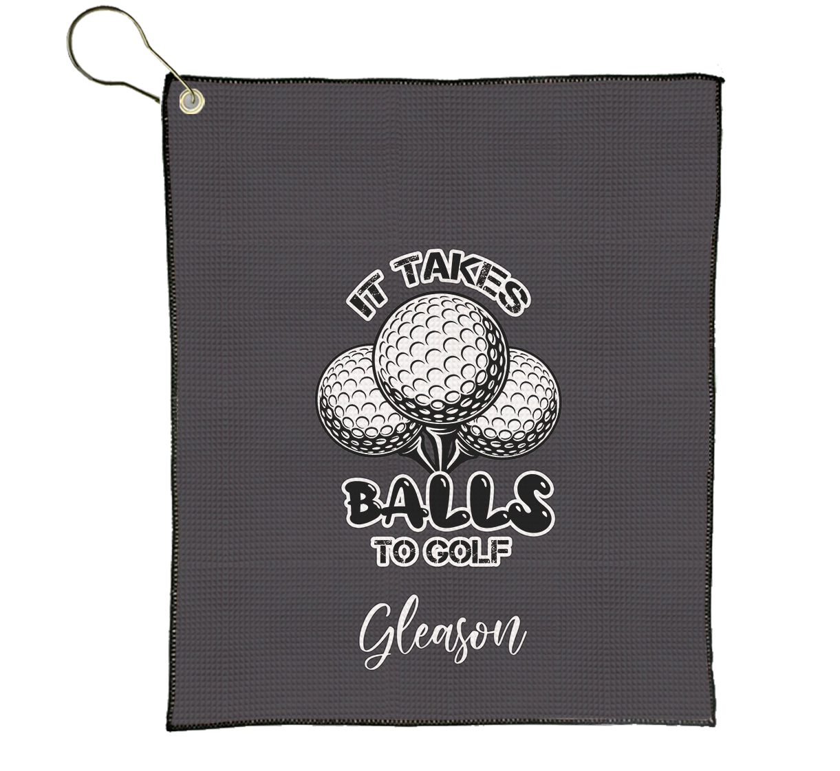 Personalized Golf Sports Towel with Name | Custom It Takes Balls to Golf Towel | Partner Player Coach Tournament | Funny Golfing Gift Men