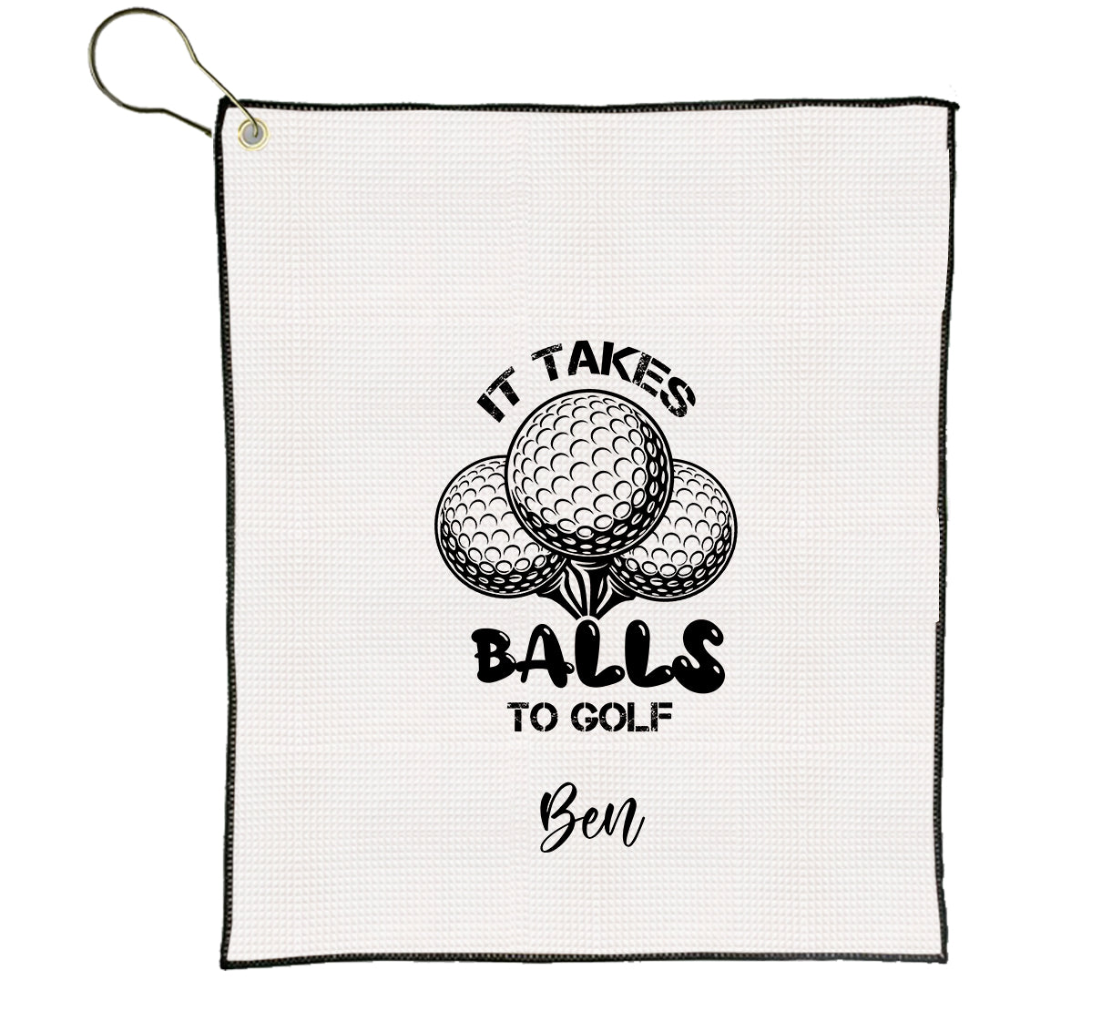 Personalized Golf Sports Towel with Name | Custom It Takes Balls to Golf Towel | Partner Player Coach Tournament | Funny Golfing Gift Men