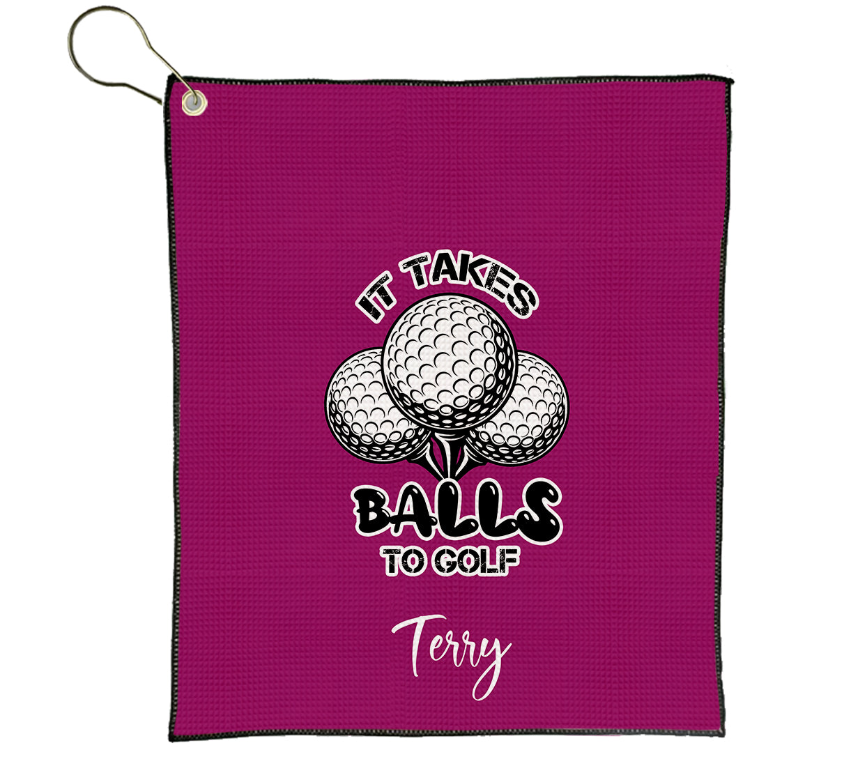 Personalized Golf Sports Towel with Name | Custom It Takes Balls to Golf Towel | Partner Player Coach Tournament | Funny Golfing Gift Men