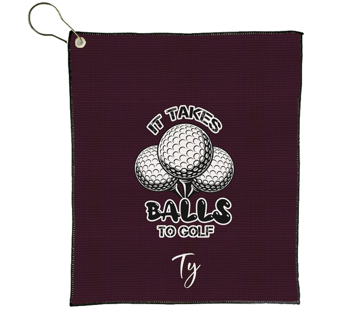 Personalized Golf Sports Towel with Name | Custom It Takes Balls to Golf Towel | Partner Player Coach Tournament | Funny Golfing Gift Men