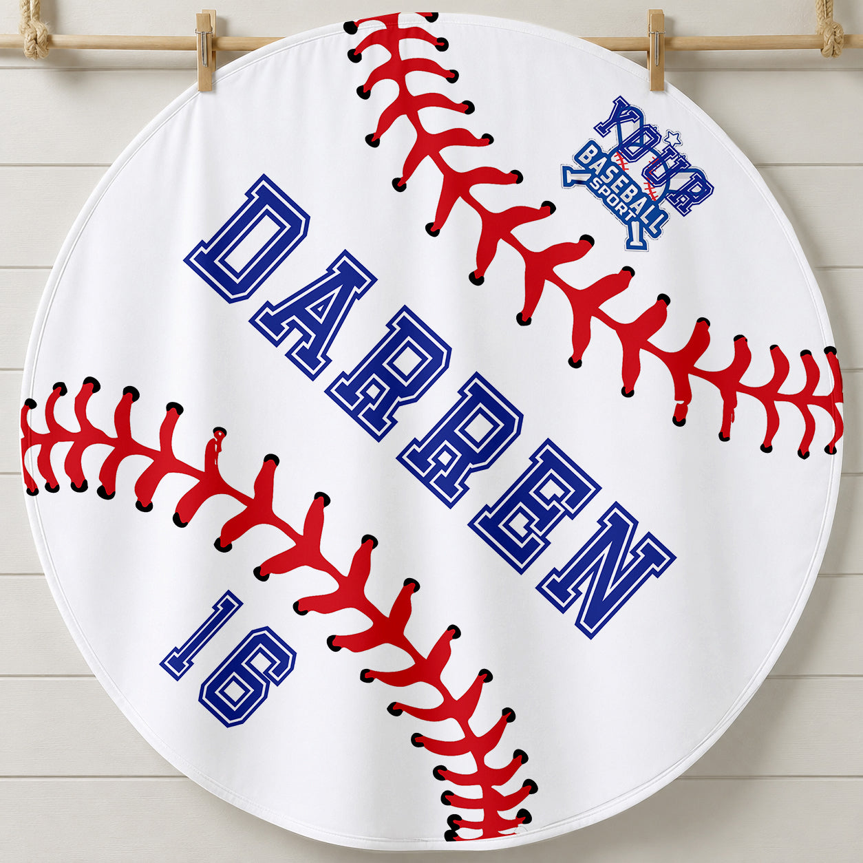 Personalized Sports Round Beach Towel  |  Sport Team Logo and Number | Stadium Towel | Baseball, Volleyball, Basketball, Tennis, Soccor Gift