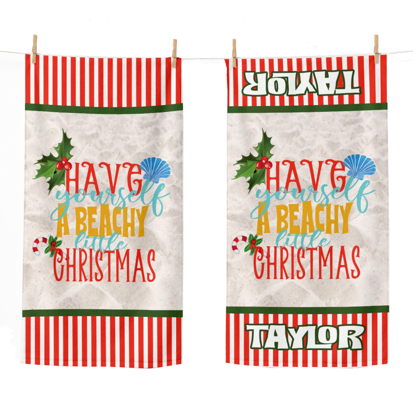 Personalized Have a Beachy Little Christmas Beach Towel