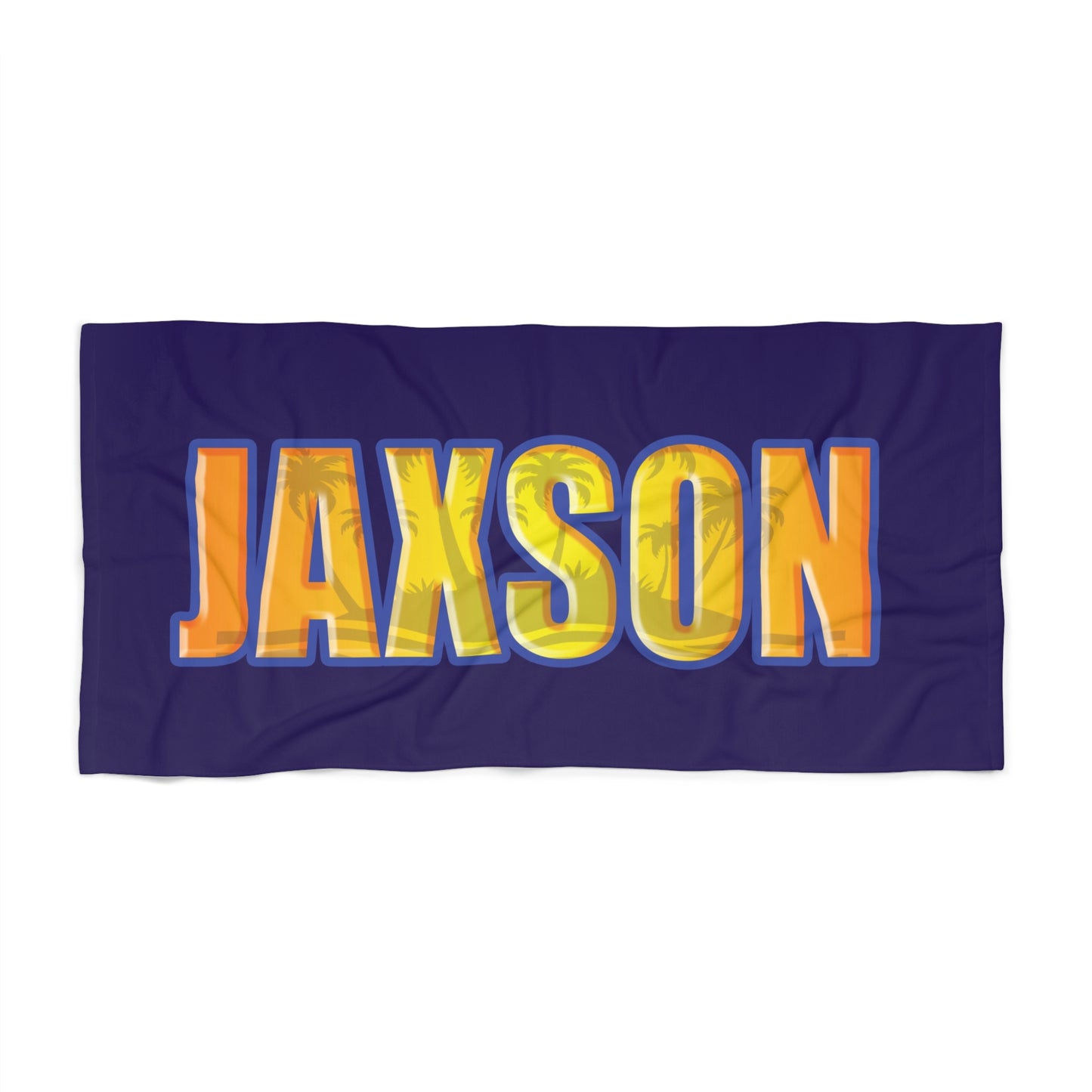 Personalized Beach Towel for Boys, Custom Name Tropical Palm Design