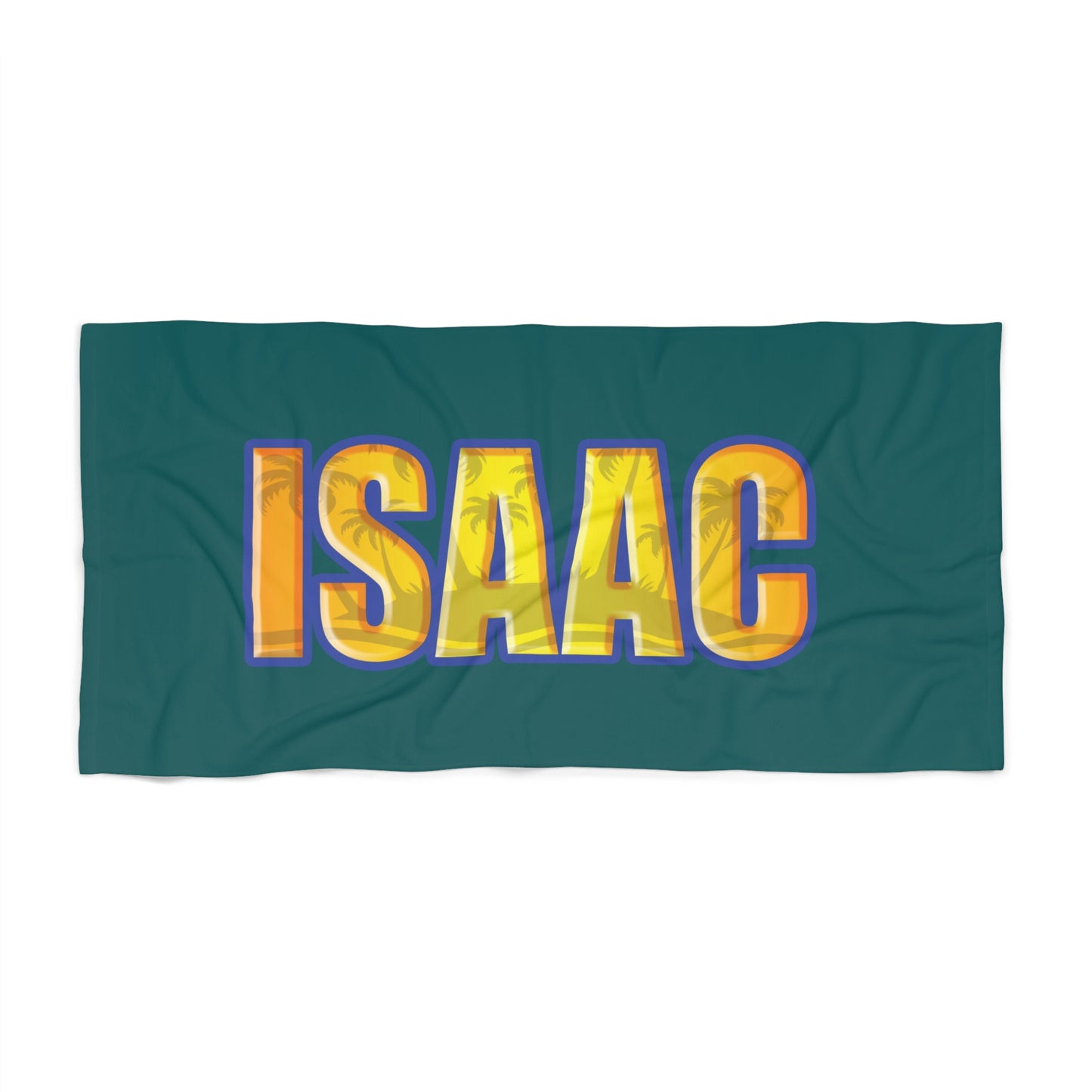 Personalized Beach Towel for Boys, Custom Name Tropical Palm Design