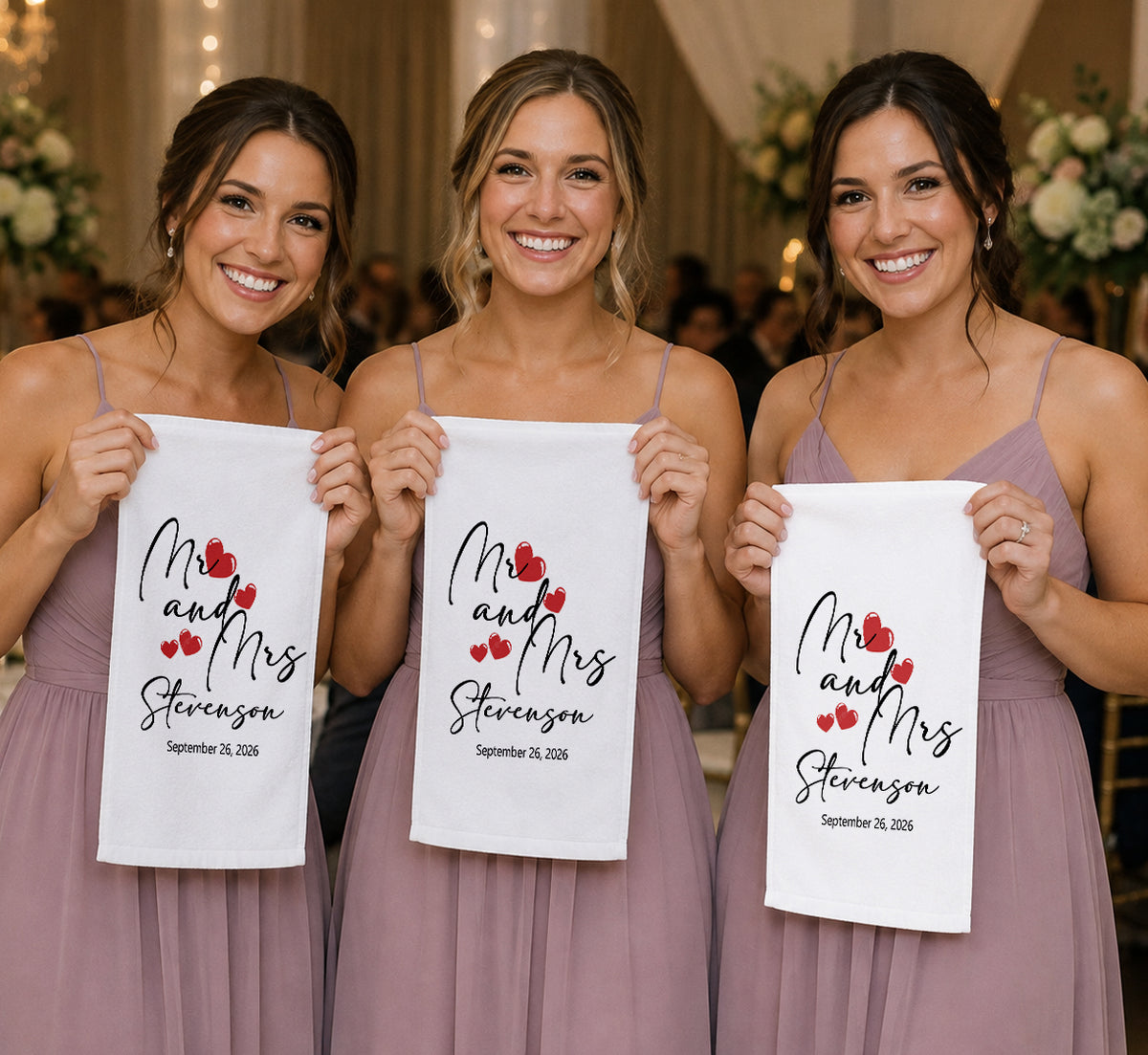Personalized Mr and Mrs Wedding Towel | Custom Name & Date Waffle 11x18 Towel