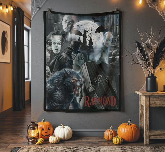 Personalized Vintage Horror Movie Lovers Halloween Blanket