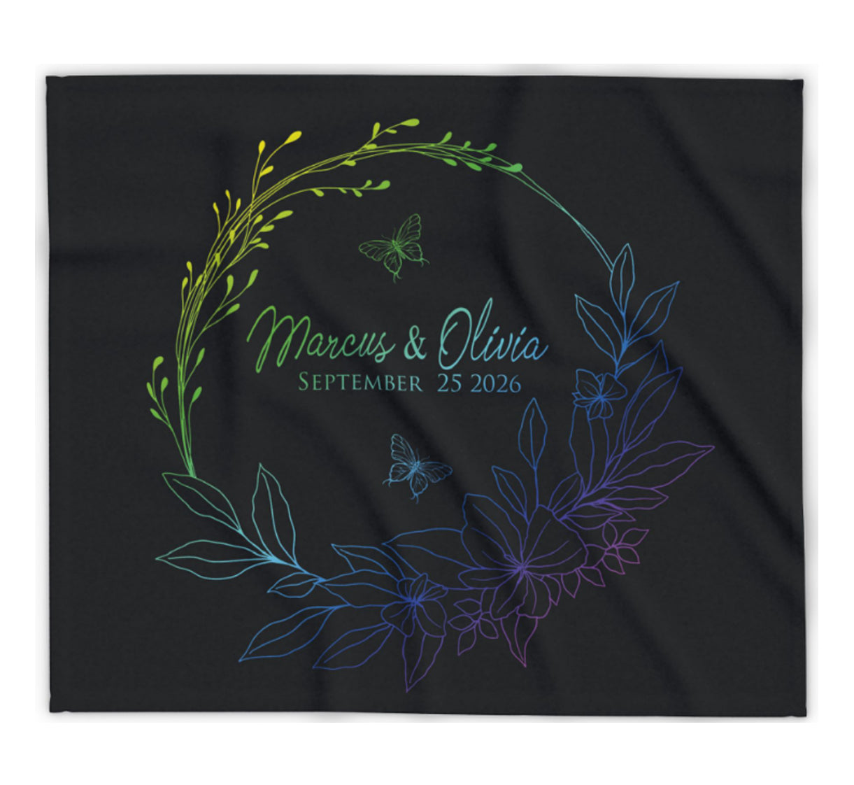 Personalized Wedding Blanket with Names & Date, Anniversary Engagement Throw, Custom Couple Gift, Bridal Shower or Bachelorette Present