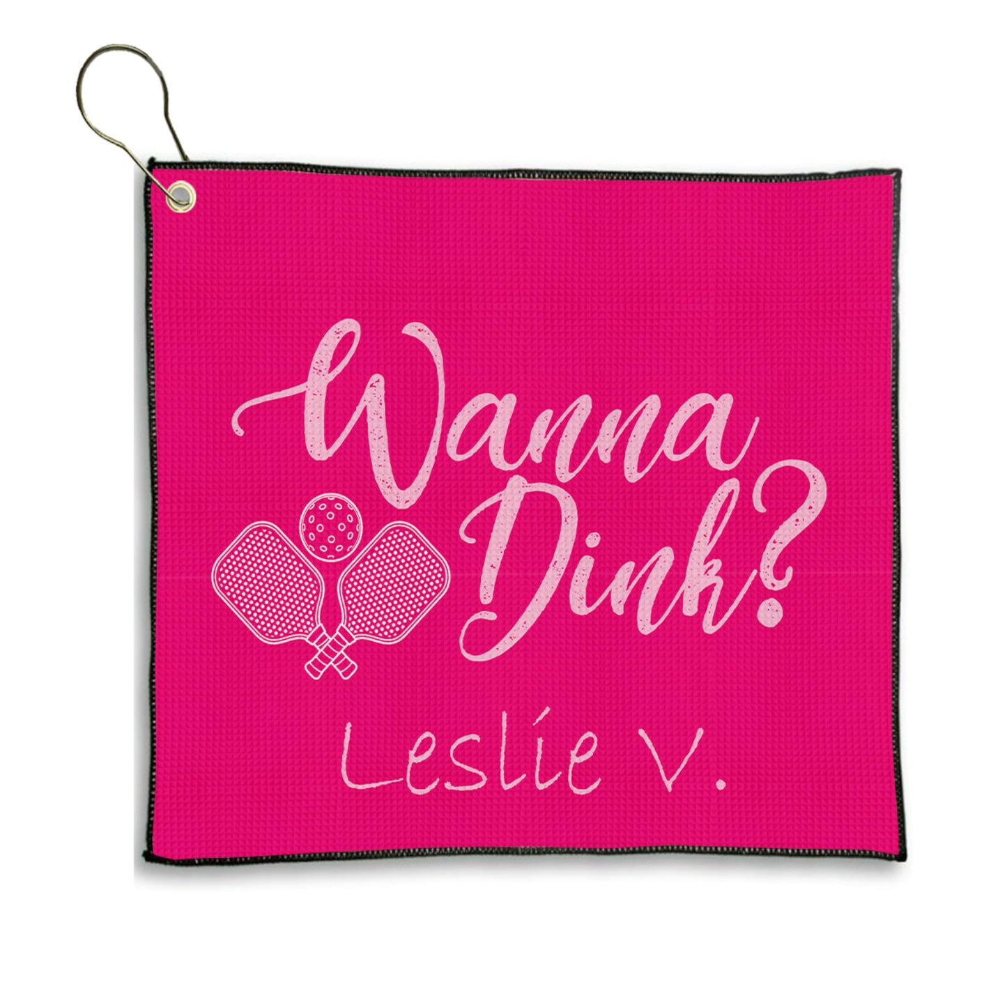 Personalized Pickleball Theme Sports Towel with Name | Custom Dink Golf Towel | Female Partner Team Player Coach Tournament Gift | Game Day