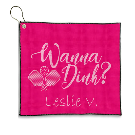 Personalized Pickleball Theme Sports Towel with Name | Custom Dink Golf Towel | Female Partner Team Player Coach Tournament Gift | Game Day