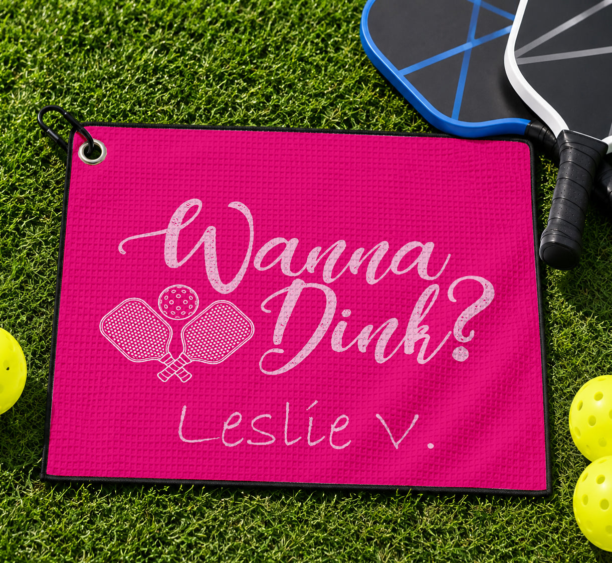 Personalized Pickleball Theme Sports Towel with Name | Custom Dink Golf Towel | Female Partner Team Player Coach Tournament Gift | Game Day