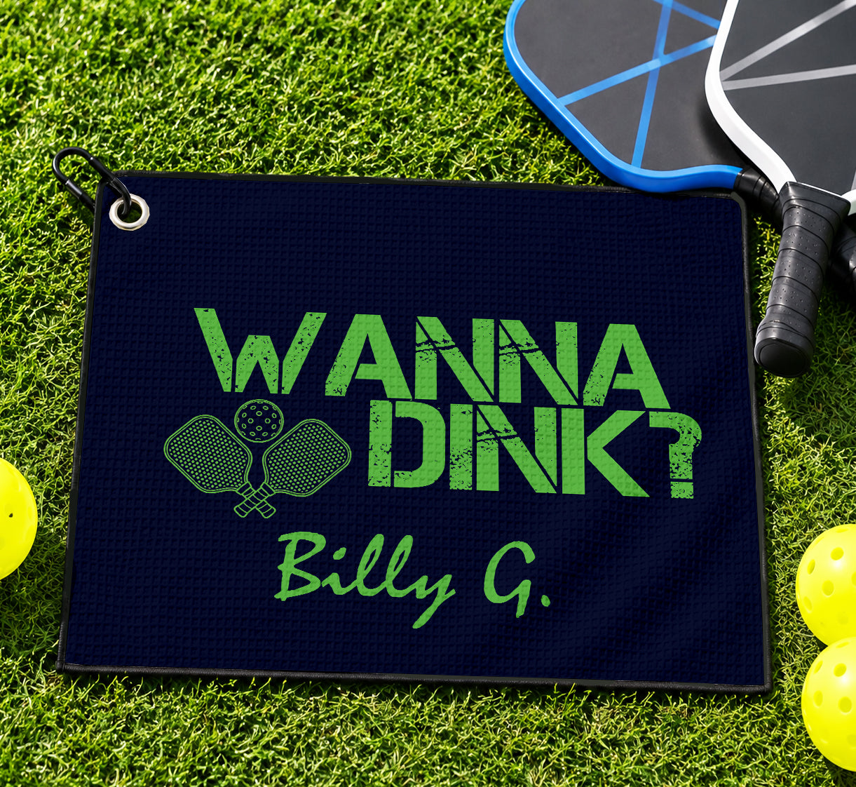 Personalized Pickleball Theme Sports Towel with Name | Custom Dink Golf Towel | Male Partner Team Player Coach Tournament Gift | Game Day