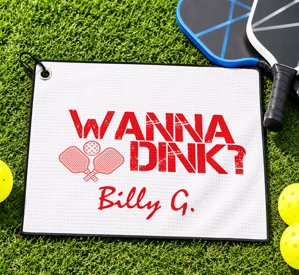 Personalized Pickleball Theme Sports Towel with Name | Custom Dink Golf Towel | Male Partner Team Player Coach Tournament Gift | Game Day