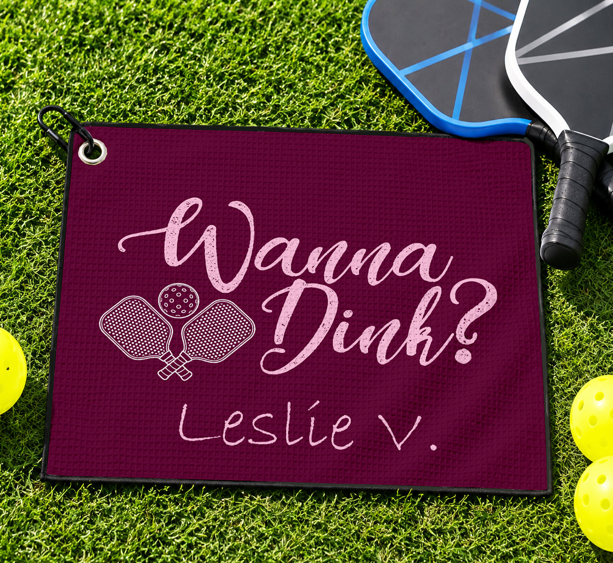 Personalized Pickleball Theme Sports Towel with Name | Custom Dink Golf Towel | Female Partner Team Player Coach Tournament Gift | Game Day