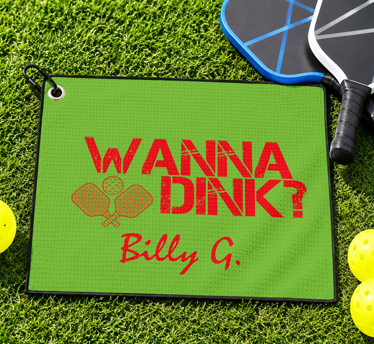 Personalized Pickleball Theme Sports Towel with Name | Custom Dink Golf Towel | Male Partner Team Player Coach Tournament Gift | Game Day