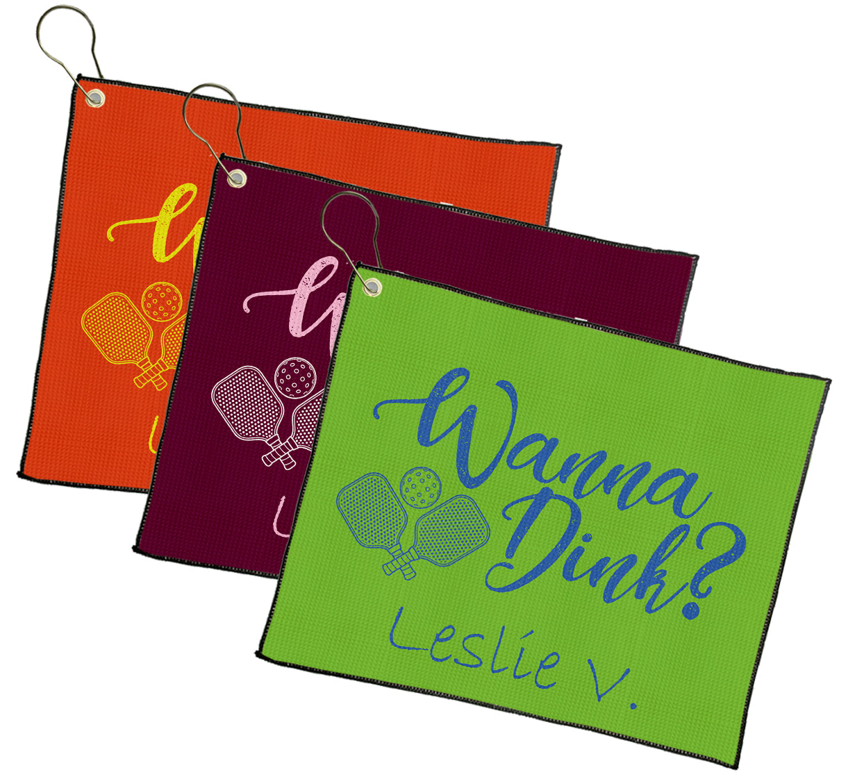 Personalized Pickleball Theme Sports Towel with Name | Custom Dink Golf Towel | Female Partner Team Player Coach Tournament Gift | Game Day