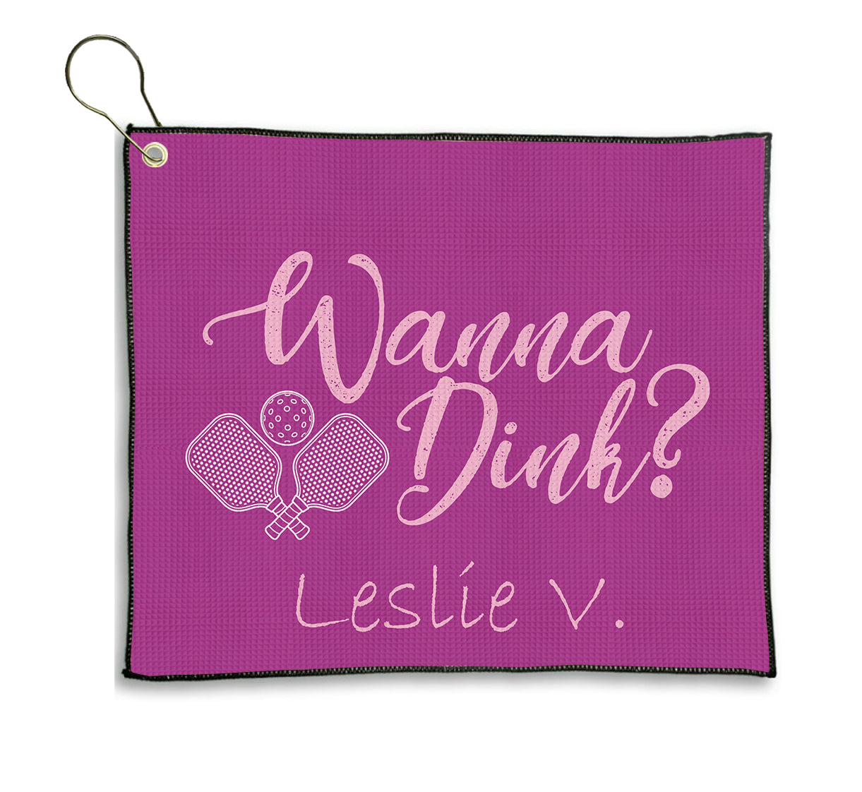 Personalized Pickleball Theme Sports Towel with Name | Custom Dink Golf Towel | Female Partner Team Player Coach Tournament Gift | Game Day