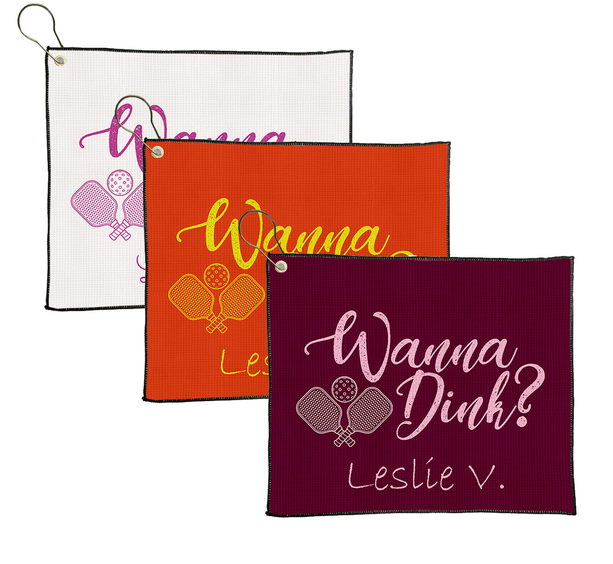 Personalized Pickleball Theme Sports Towel with Name | Custom Dink Golf Towel | Female Partner Team Player Coach Tournament Gift | Game Day