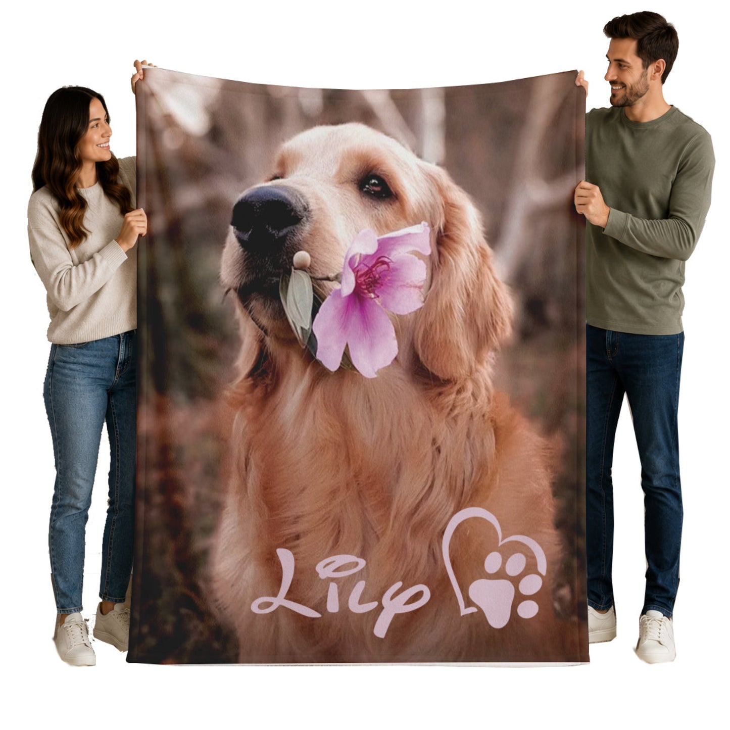 Custom Personalized Single Photo Pet Blanket | Dog or Cat Keepsake Thow | Family Keepsake | Dog and Cat Lover Gift | Dog Mom and Dad Present
