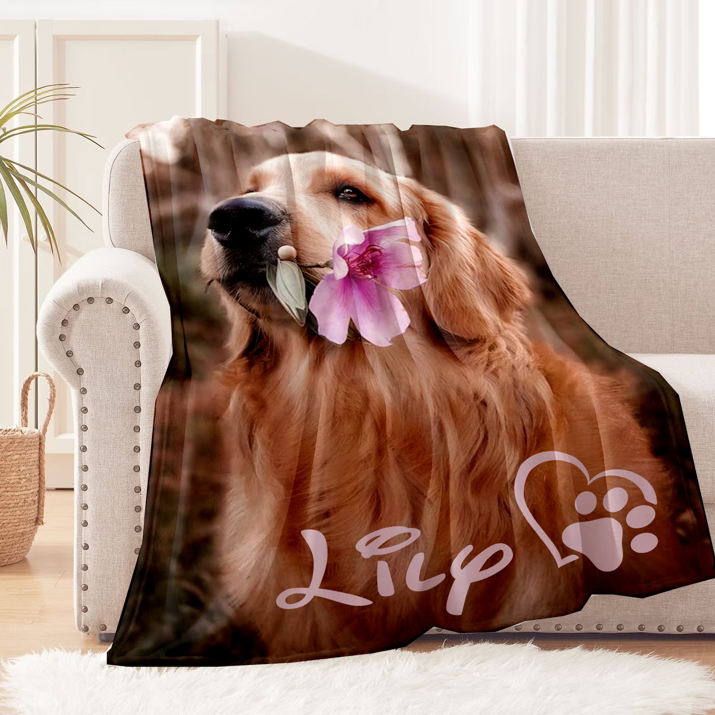 Custom Personalized Single Photo Pet Blanket | Dog or Cat Keepsake Thow | Family Keepsake | Dog and Cat Lover Gift | Dog Mom and Dad Present