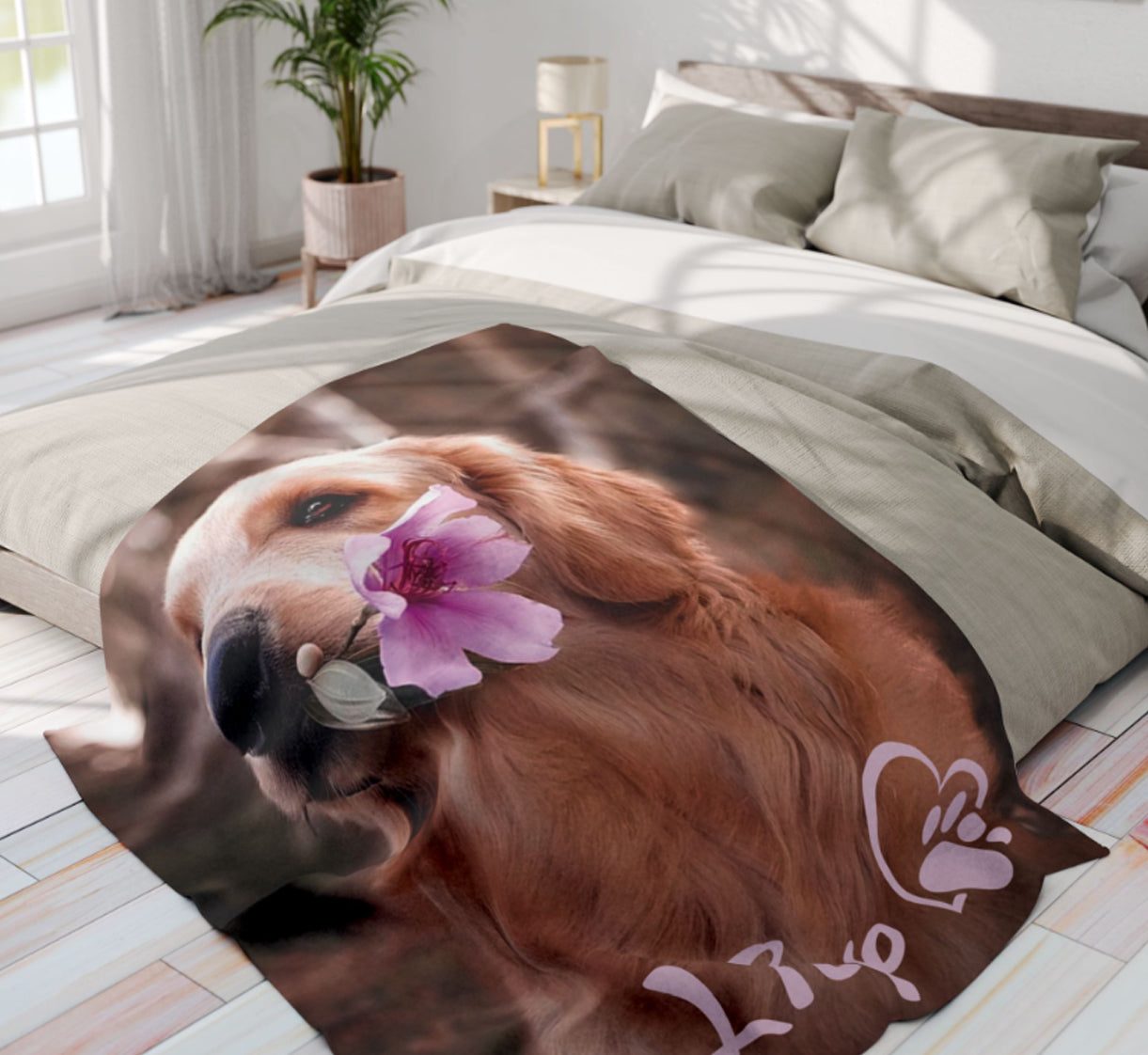 Custom Personalized Single Photo Pet Blanket | Dog or Cat Keepsake Thow | Family Keepsake | Dog and Cat Lover Gift | Dog Mom and Dad Present