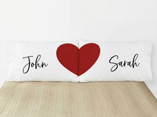 Custom Pillowcase Name Set. Valentines/Anniversary pillowcase set