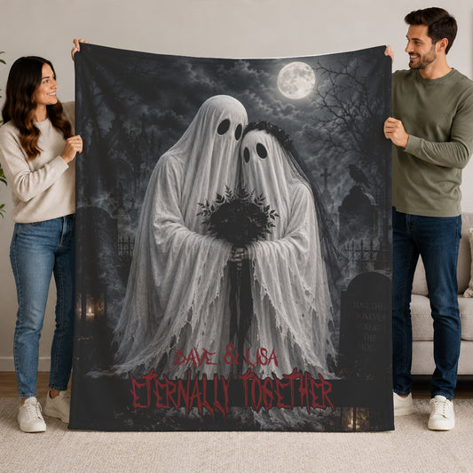 Custom Personalized Ghost Wedding Halloween Blanket | Eternally Together | Spooky Ghostly Throw Gift | Ghost  Lovers | Spooky Home Decor