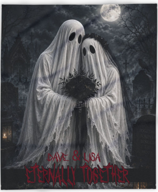 Custom Personalized Ghost Wedding Halloween Blanket | Eternally Together | Spooky Ghostly Throw Gift | Ghost  Lovers | Spooky Home Decor
