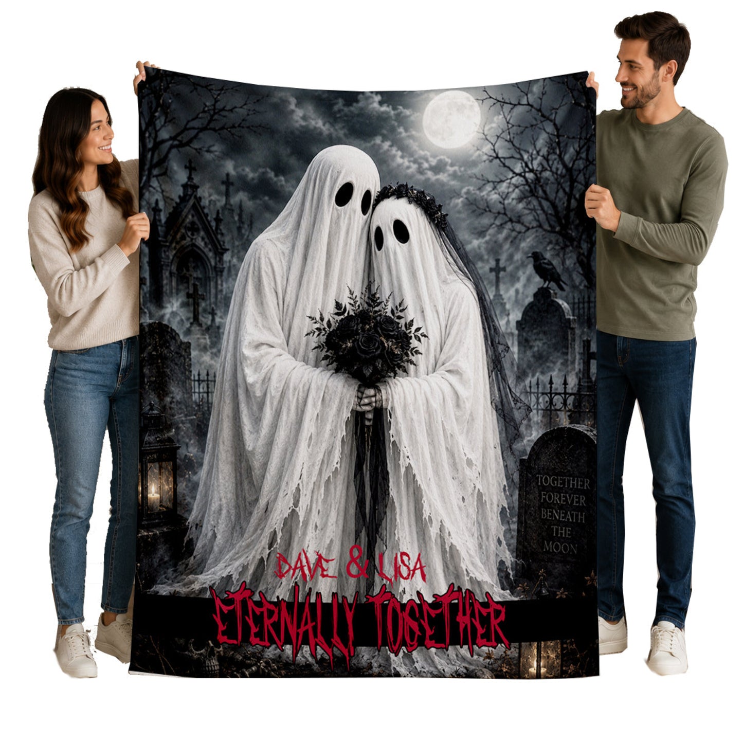 Personalized Ghost Wedding in Cemetery Blanket