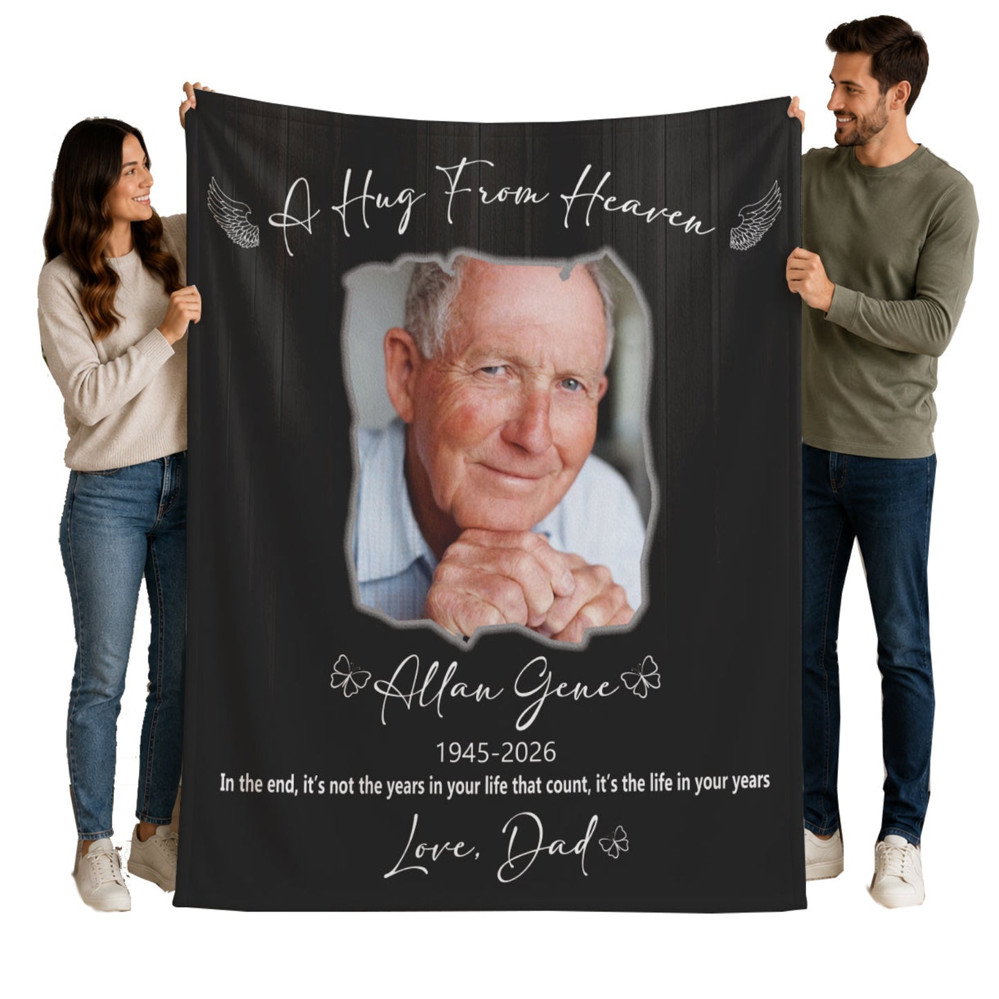 Personalized Memorial Photo Blanket | Memorial Throw | In Loving Memory Gift | Remembrance Keepsake | Sympathy Bereavement | Hug From Heaven