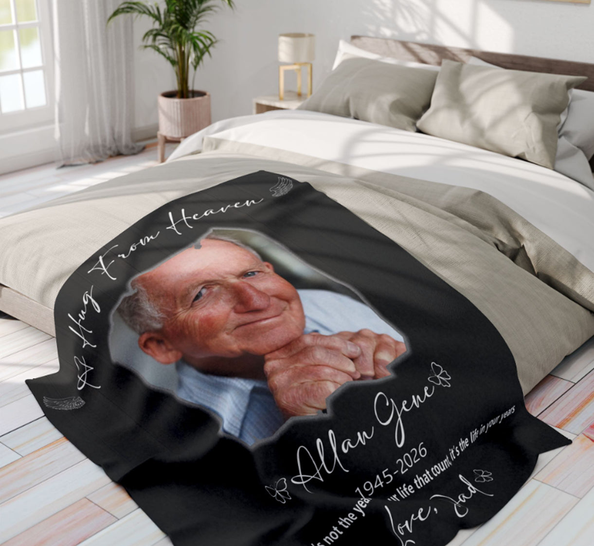 Personalized Memorial Photo Blanket | Memorial Throw | In Loving Memory Gift | Remembrance Keepsake | Sympathy Bereavement | Hug From Heaven