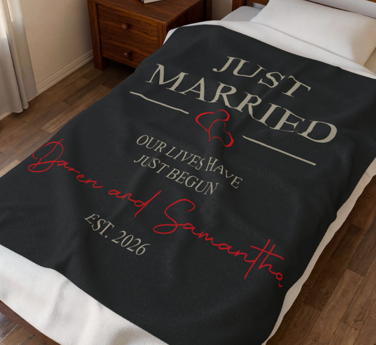 Personalized Wedding Gift for Couple, Custom Blanket with Names, Just Married Keepsake Gift, Bachelorette Present, Engagement Party Surprise