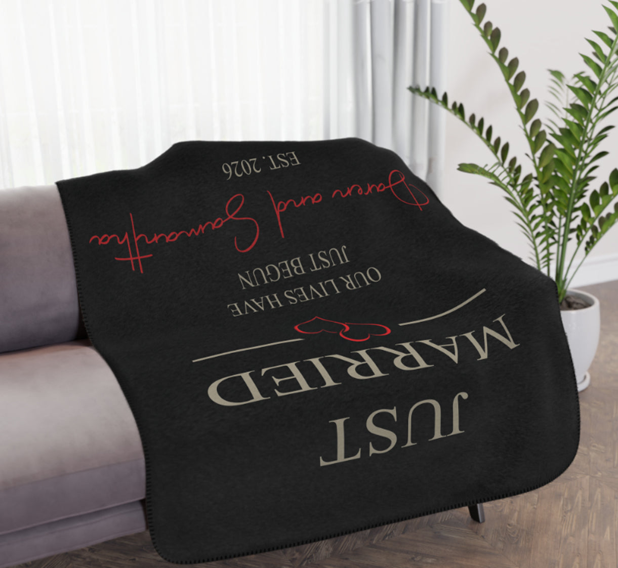 Personalized Wedding Gift for Couple, Custom Blanket with Names, Just Married Keepsake Gift, Bachelorette Present, Engagement Party Surprise