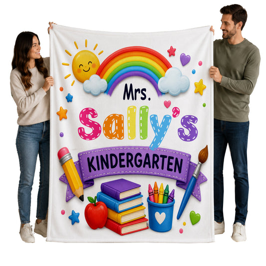 Custom Personalized Kindergarten Teacher's Blanket | Back to School | Classroom Keepsake | School Teacher Recognition Gift | Elementary