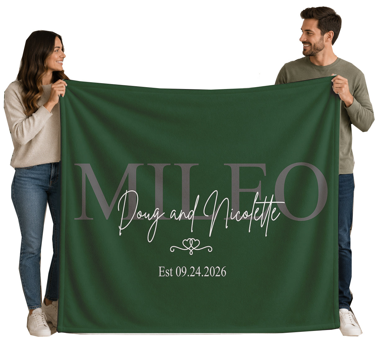 Personalized Wedding Blanket with Names & Date, Anniversary Engagement Throw, Custom Couple Gift, Bridal Shower or Bachelorette Present