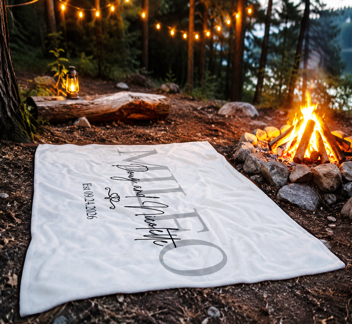 Personalized Wedding Blanket with Names & Date, Anniversary Engagement Throw, Custom Couple Gift, Bridal Shower or Bachelorette Present