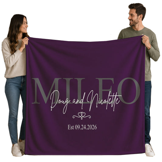 Personalized Wedding Blanket with Names & Date, Anniversary Engagement Throw, Custom Couple Gift, Bridal Shower or Bachelorette Present