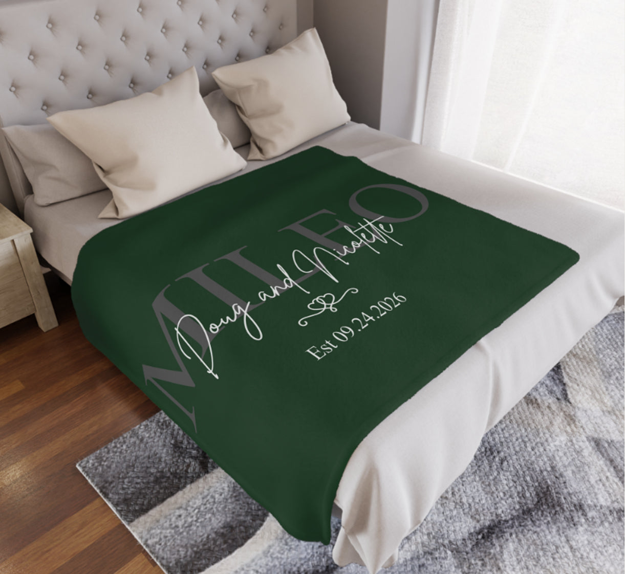 Personalized Wedding Blanket with Names & Date, Anniversary Engagement Throw, Custom Couple Gift, Bridal Shower or Bachelorette Present