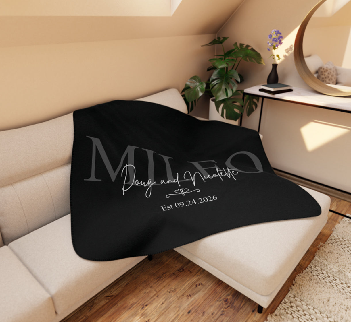 Personalized Wedding Blanket with Names & Date, Anniversary Engagement Throw, Custom Couple Gift, Bridal Shower or Bachelorette Present