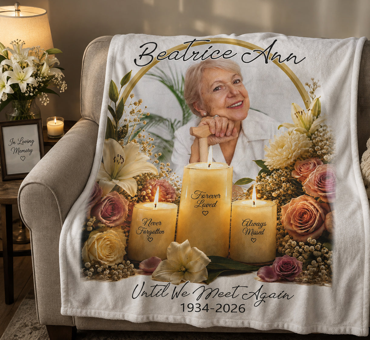 Personalized Memorial Photo Blanket | Memorial Throw | In Loving Memory Gift | Remembrance Keepsake | Sympathy Bereavement | Picture Memory