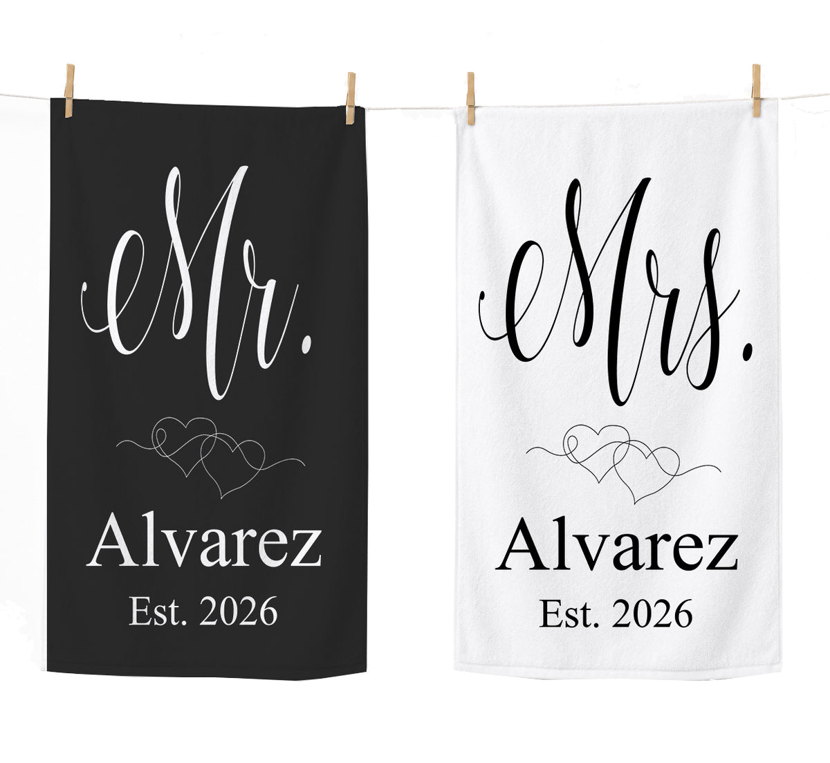 Personalized Mr and Mrs Beach Towel Set  | Honeymoon Gift