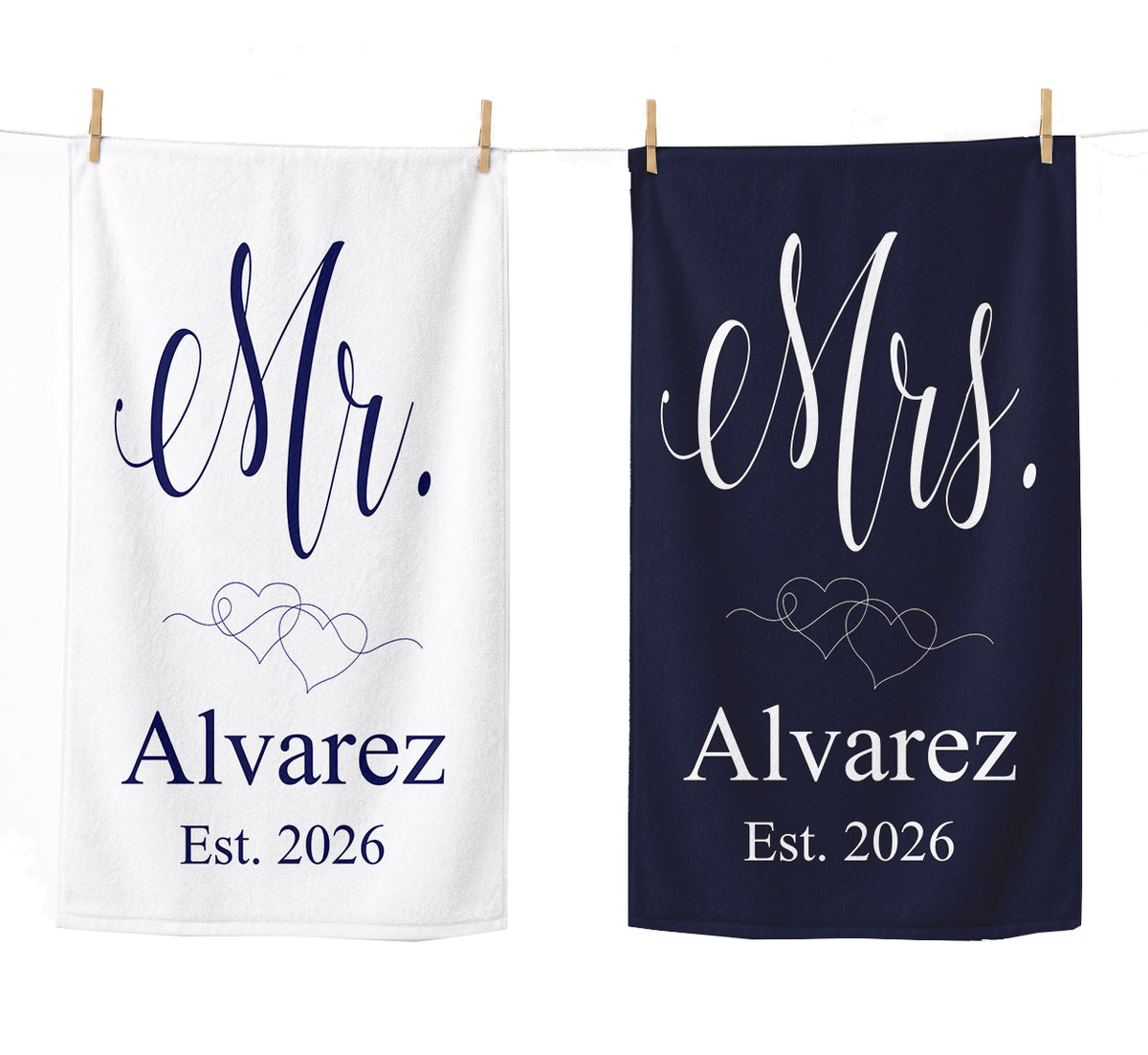 Personalized Mr and Mrs Beach Towel Set  | Honeymoon Gift