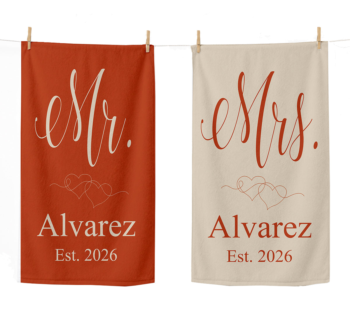 Personalized Mr and Mrs Beach Towel Set  | Honeymoon Gift