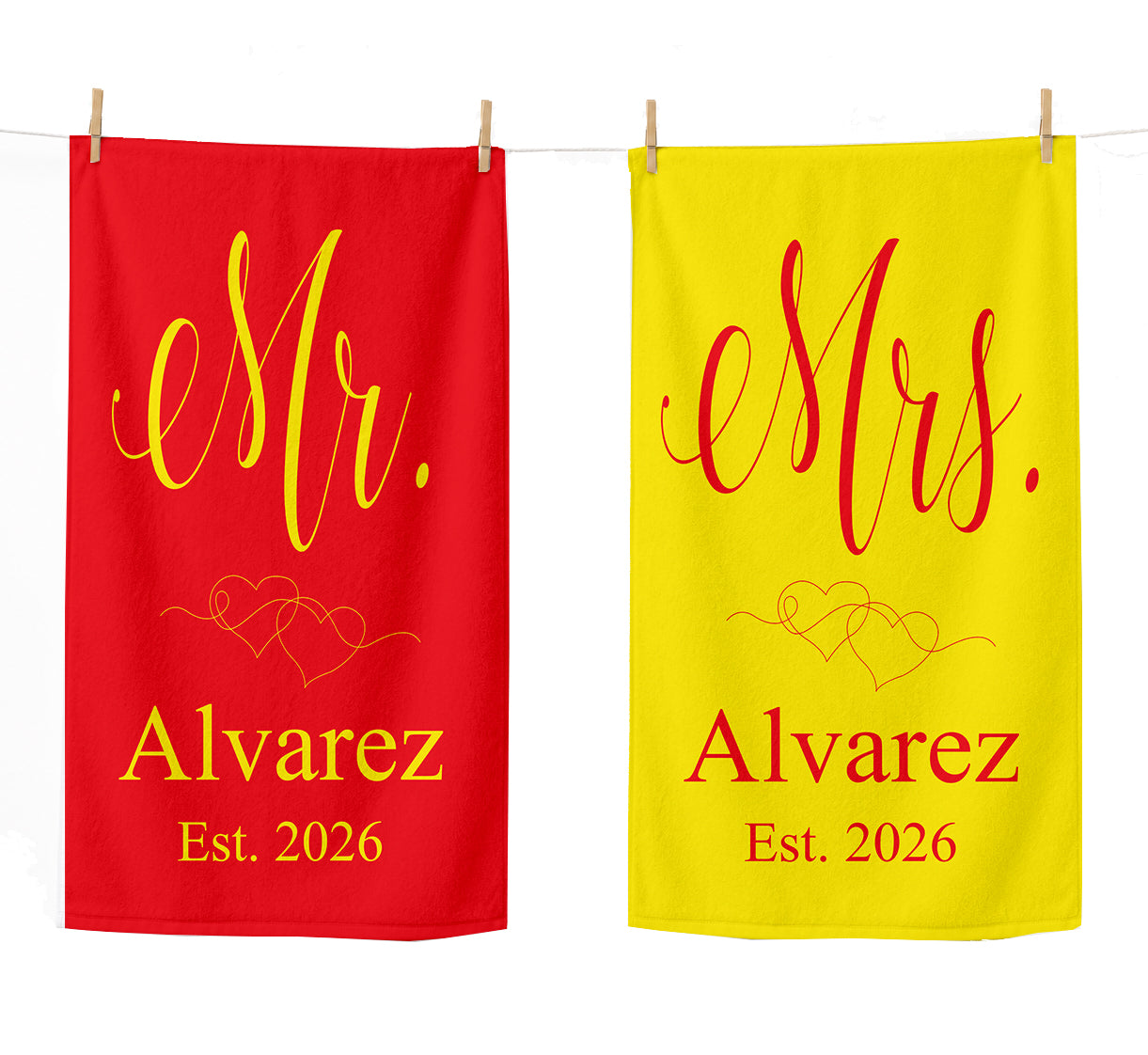 Personalized Mr and Mrs Beach Towel Set  | Honeymoon Gift