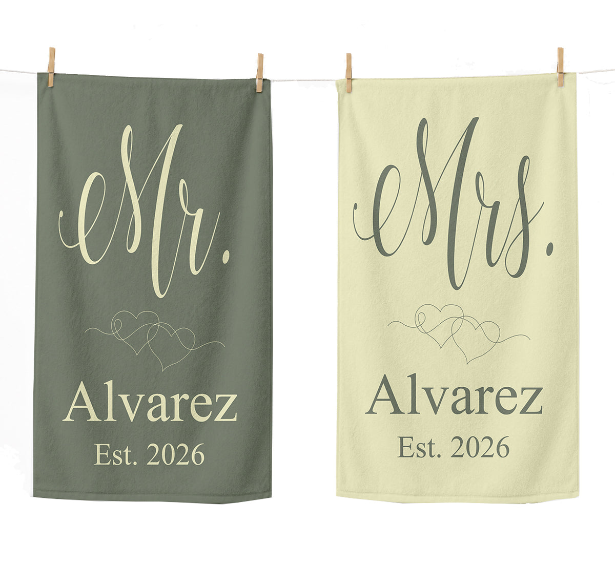 Personalized Mr and Mrs Beach Towel Set  | Honeymoon Gift