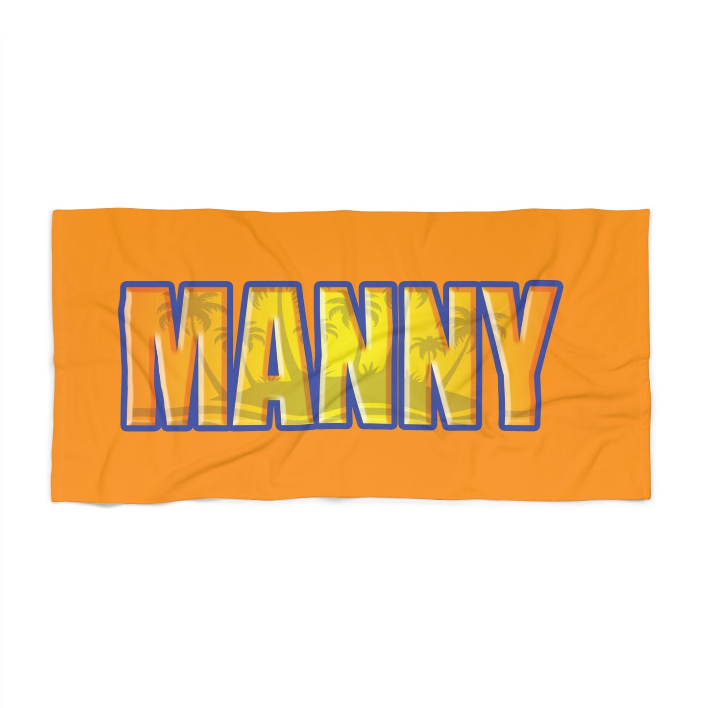 Personalized Beach Towel for Boys, Custom Name Tropical Palm Design